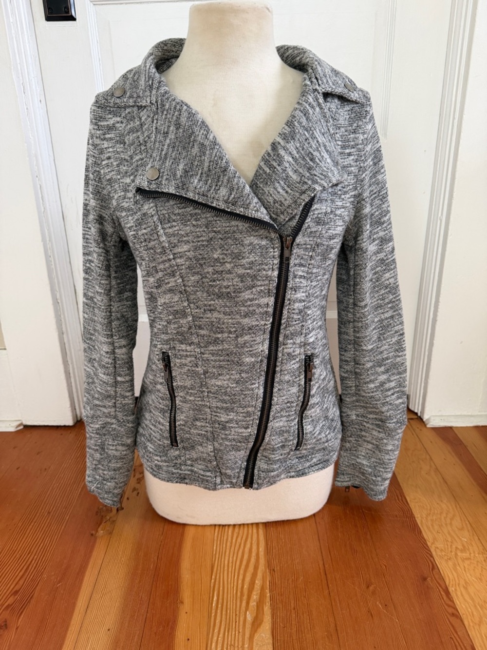 Market &‎ Spruce Sweater Knit Heathered Moto Jacket Large